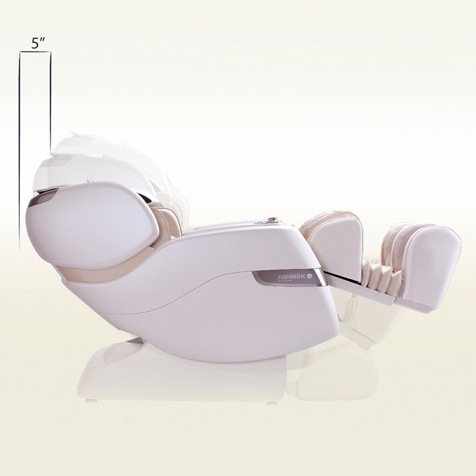 JPMedics Kumo Massage Chair in white, side profile, with 5-inch Zero Gravity Recline.